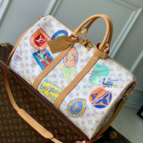 imgHD_4828b284_20250515_cmp_i1747295964689_7109_0_0_jpg KEEPALL BANDOULIÈRE 45 IN WHITE MONOGRAM DUNE CANVAS AND CALFSKIN