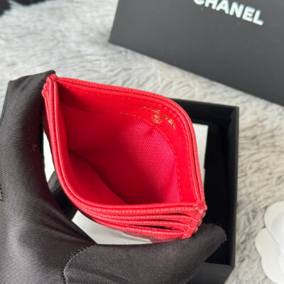 CHANEL 25S CARD HOLDER 11 IN VIVID RED CAVIAR GOLD HARDWARE