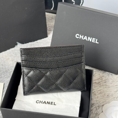 CHANEL 25S CARD HOLDER 11 IN BLACK CAVIAR GOLD HARDWARE