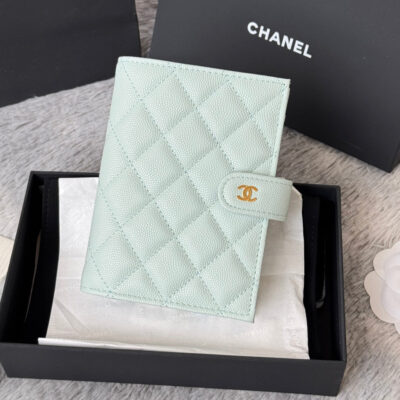 CHANEL 25S MULTI PURPOSE PASSPORT WALLET 15 IN SOFT MINT CALFSKIN GOLD HARDWARE