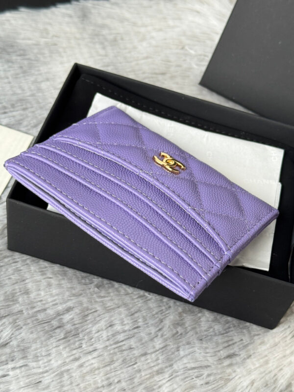 CHANEL 25S CARD HOLDER 11 IN LAVENDER PURPLE CAVIAR GOLD HARDWARE