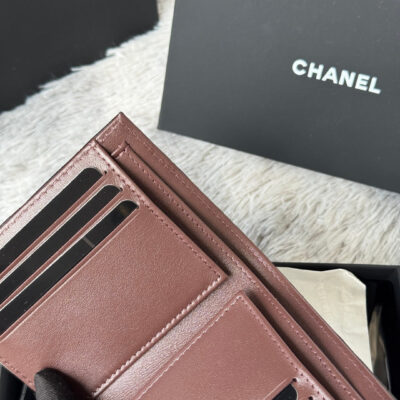 CHANEL 25S CF SMALL TRI FOLD WALLET 11 IN BLACK LAMBSKIN GOLD HARDWARE