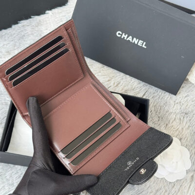 CHANEL 25S CF SMALL TRI FOLD WALLET 11 IN BLACK CAVIAR SILVER HARDWARE
