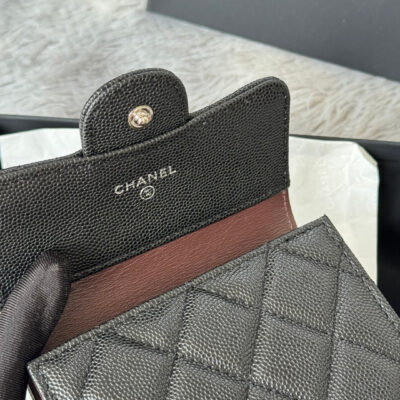 CHANEL 25S CF SMALL TRI FOLD WALLET 11 IN BLACK CAVIAR SILVER HARDWARE