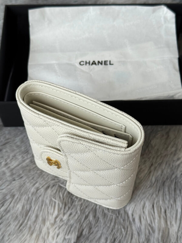 CHANEL 25S CF SMALL TRI FOLD WALLET 11 IN IVORY CAVIAR GOLD HARDWARE