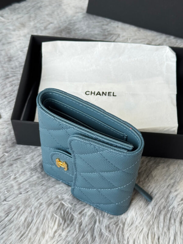 CHANEL 25S CF SMALL TRI FOLD WALLET 11 IN SLATE BLUE CAVIAR GOLD HARDWARE