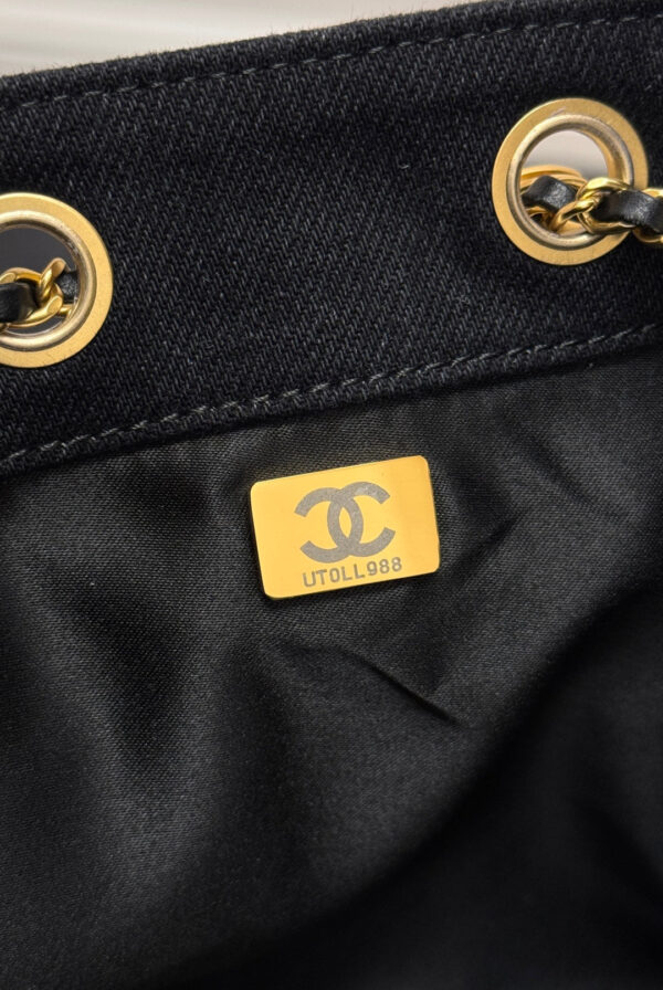 CHANEL 25S HOBO BAG 30 IN BLACK-GRAY DENIM WITH GOLD HARDWARE