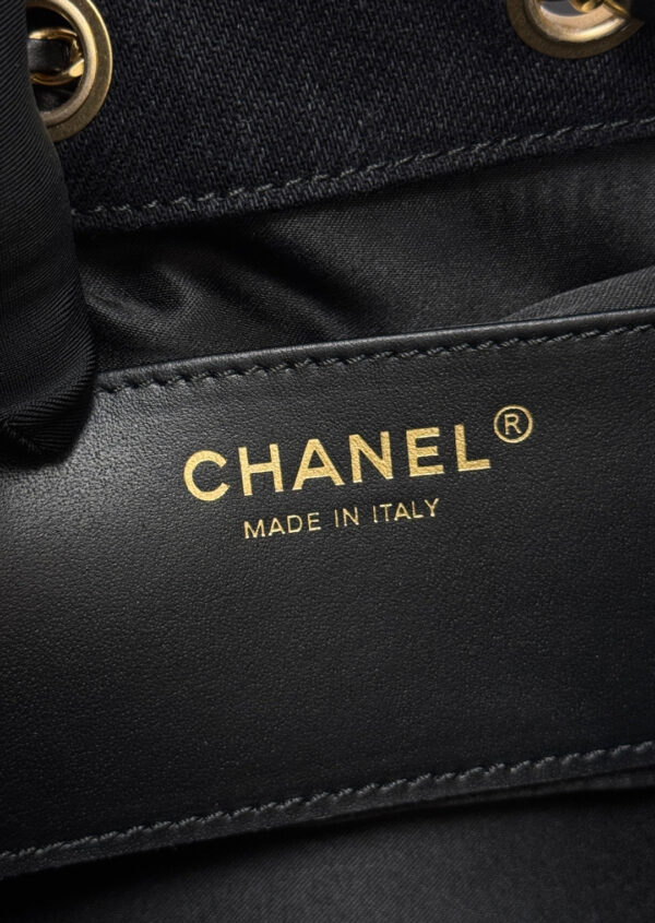 CHANEL 25S HOBO BAG 30 IN BLACK-GRAY DENIM WITH GOLD HARDWARE