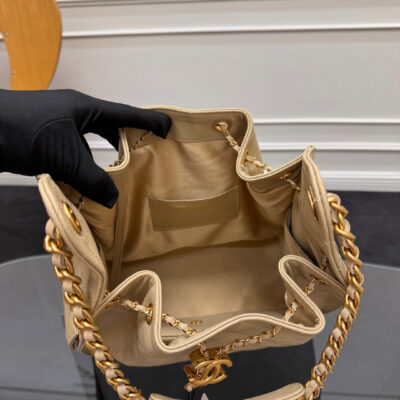 CHANEL 25S HOBO BAG 40 IN GOLDEN BEIGE CAVIAR WITH GOLD HARDWARE