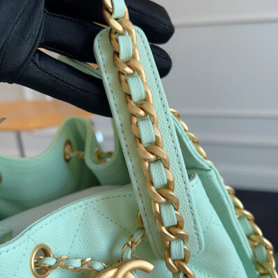 CHANEL 25S HOBO BAG 40 IN SEAFOAM GREEN CAVIAR WITH GOLD HARDWARE
