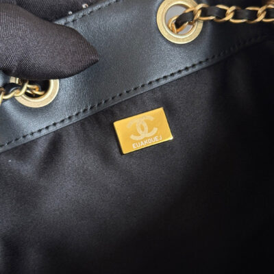 CHANEL 25S HOBO BAG 30 IN BLACK TWEED WITH GOLD HARDWARE