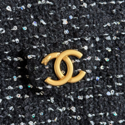 CHANEL 25S HOBO BAG 30 IN BLACK TWEED WITH GOLD HARDWARE