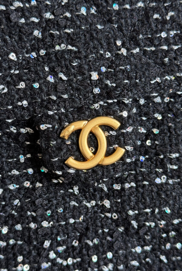 CHANEL 25S HOBO BAG 30 IN BLACK TWEED WITH GOLD HARDWARE
