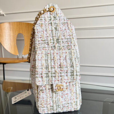 CHANEL 25S HOBO BAG 40 IN MULTICOLOR TWEED WITH GOLD HARDWARE