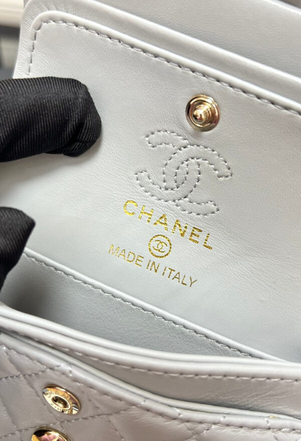CHANEL 25S FLAP CHARM BAG 13 IN GREY LAMBSKIN