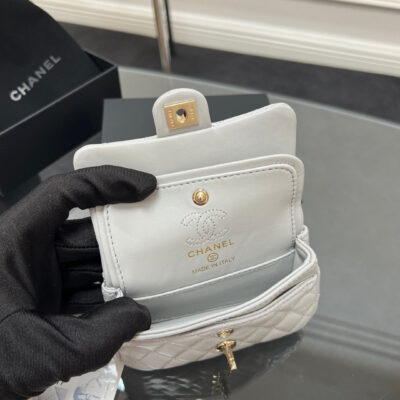 CHANEL 25S FLAP CHARM BAG 13 IN GREY LAMBSKIN