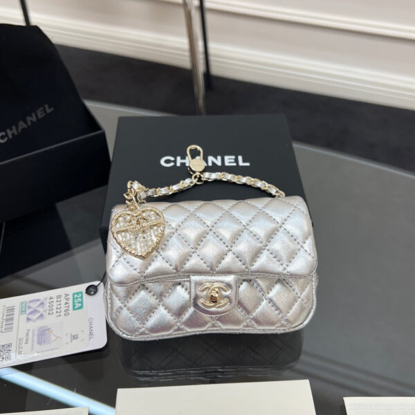 imgHD_89105d0f_20250721_cmp_i1753039908997_6686_0_0_jpg CHANEL 25S FLAP CHARM BAG 13 IN SILVER METALLIC LAMBSKIN