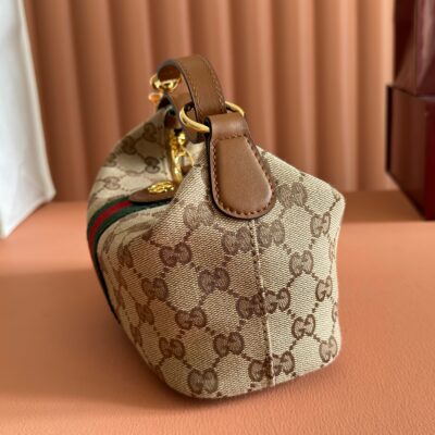 imgHD_89648692_20251201_i1764582852432_1984_0_6_jpg GUCCI 26S GIGLIO TOP HANDLE BAG 19 IN WARM BEIGE AND BROWN CANVAS