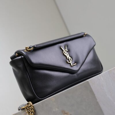 YSL 25S CALYPSO HANDBAG 26 IN BLACK LAMBSKIN GOLD HARDWARE