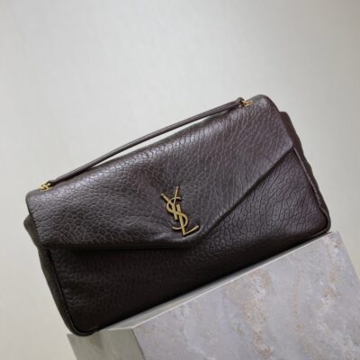 YSL 25S CALYPSO GM 38 IN DARK CHOCOLATE CALFSKIN GOLD HARDWARE