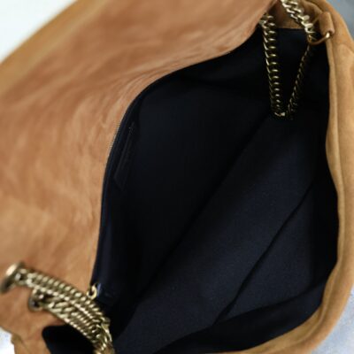 YSL 25S CALYPSO GM 38 IN DARK CARAMEL SUEDE GOLD HARDWARE