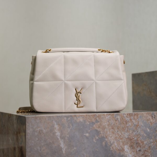 YSL 25S JAMIE 4.3 29 IN BLANC VINTAGE LAMBSKIN GOLD HARDWARE