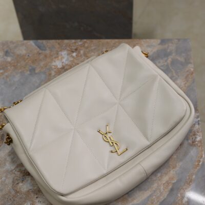YSL 25S JAMIE 4.3 29 IN BLANC VINTAGE LAMBSKIN GOLD HARDWARE