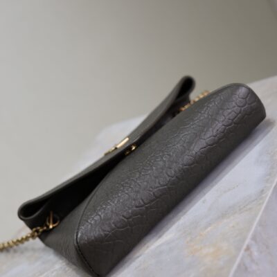 YSL 25S CALYPSO MINI 19 IN CHARCOAL GRAY LAMBSKIN GOLD HARDWRE