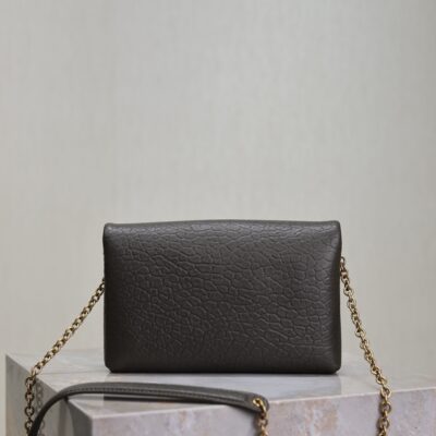 YSL 25S CALYPSO MINI 19 IN CHARCOAL GRAY LAMBSKIN GOLD HARDWARE