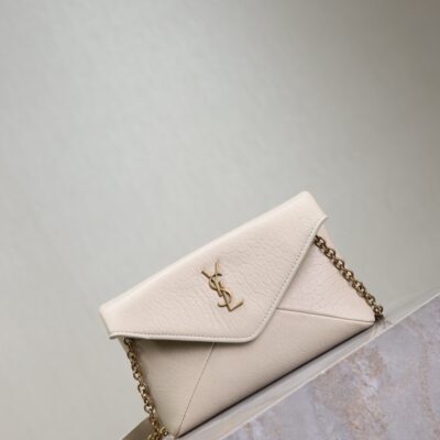 YSL 25S CALYPSO MINI 19 IN BLANC VINTAGE LAMBSKIN GOLD HARDWARE