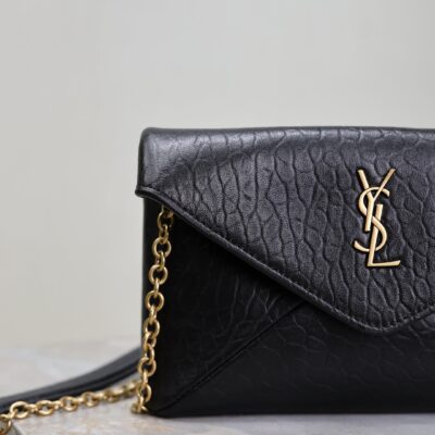 YSL 25S CALYPSO MINI 19 IN BLACK LAMBSKIN GOLD HARDWARE