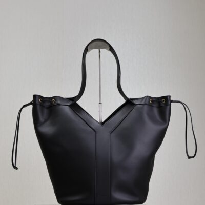 YSL 25S Y LARGE HOBO 50 IN BLACK CALFSKIN GOLD HARDWARE