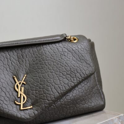 YSL 25S CALYPSO 30 IN DARK OLIVE GRAINED CALFSKIN GOLD HARDWARE