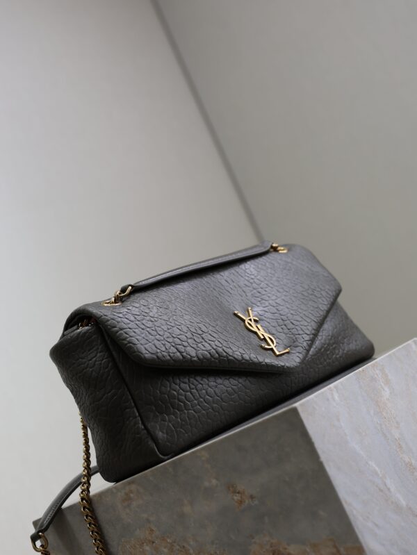 YSL 25S CALYPSO 30 IN DARK OLIVE GRAINED CALFSKIN GOLD HARDWARE