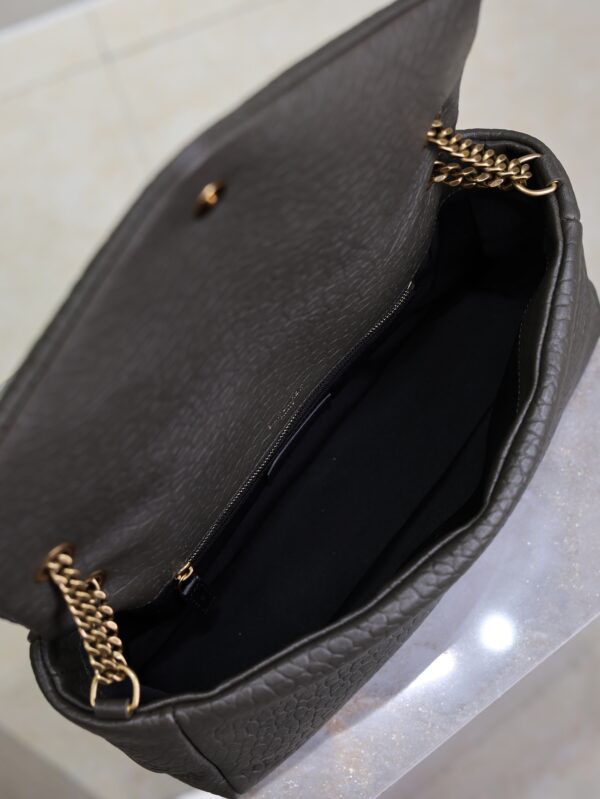 YSL 25S CALYPSO 30 IN DARK OLIVE GRAINED CALFSKIN GOLD HARDWARE
