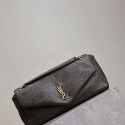 YSL 25S CALYPSO 30 IN DARK OLIVE GRAINED CALFSKIN GOLD HARDWARE