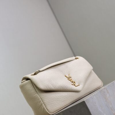 YSL 25S CALYPSO 30 IN IVORY GRAINED CALFSKIN GOLD HARDWARE