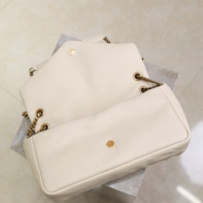 YSL 25S CALYPSO 30 IN IVORY GRAINED CALFSKIN GOLD HARDWARE