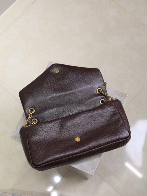 YSL 25S CALYPSO 30 IN DARK CHOCOLATE GRAINED CALFSKIN GOLD HARDWARE