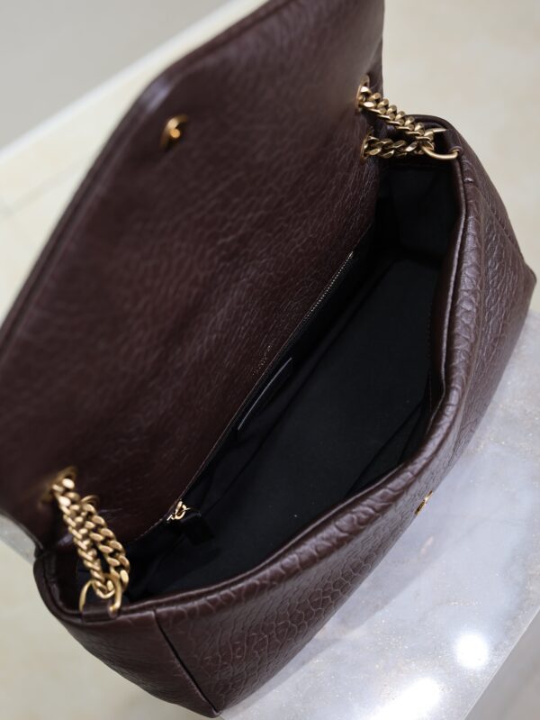 YSL 25S CALYPSO 30 IN DARK CHOCOLATE GRAINED CALFSKIN GOLD HARDWARE