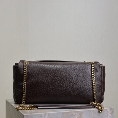 YSL 25S CALYPSO 30 IN DARK CHOCOLATE GRAINED CALFSKIN GOLD HARDWARE