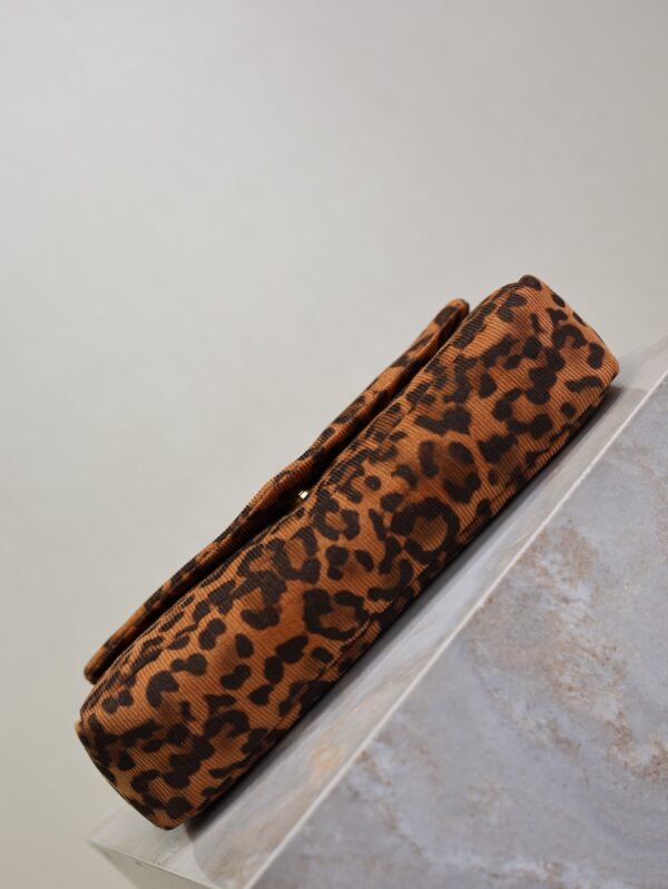 YSL 25S CALYPSO HANDBAG 26 IN BROWN LEOPARD PRINT VELVET GOLD HARDWARE