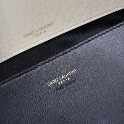 YSL 25S CASSANDRE ENVELOPE MESSENGER 35 IN BLANC VINTAGE LAMBSKIN GOLD HARDWARE