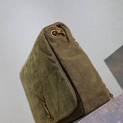 YSL 25S LARGE JAMIE 43 IN MUTED KHAKI SUEDE GOLD HARDWARE