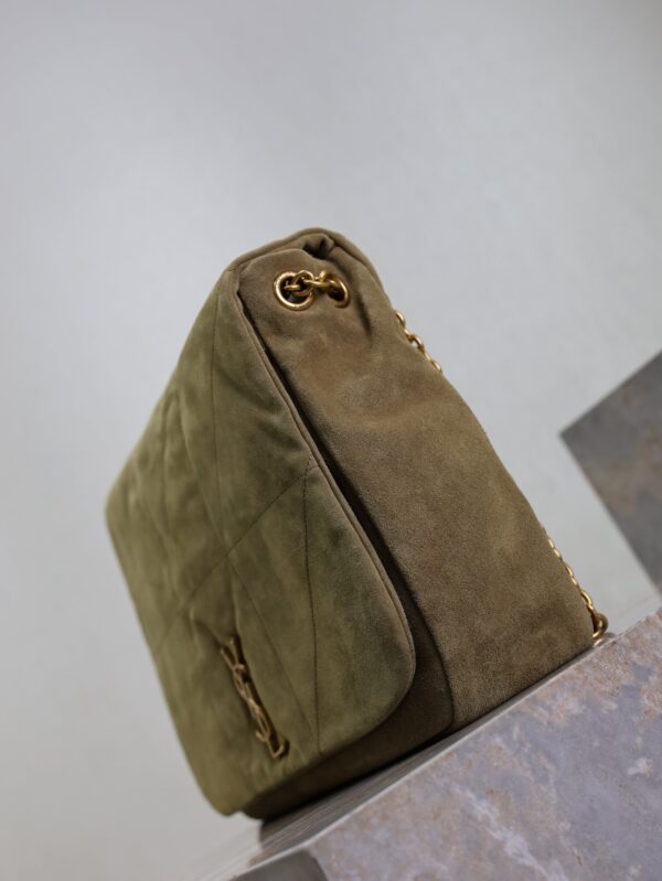 YSL 25S LARGE JAMIE 43 IN MUTED KHAKI SUEDE GOLD HARDWARE