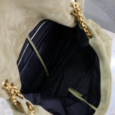 YSL 25S LARGE JAMIE 43 IN MUTED KHAKI SUEDE GOLD HARDWARE