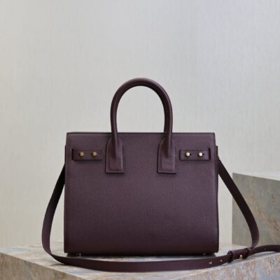 YSL 25S SAC DE JOUR GM 32 IN ROUGE CABERNET SUPPLE GRAINED CALFSKIN