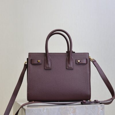 YSL 25S SAC DE JOUR MM 26 IN ROUGE CABERNET SUPPLE GRAINED CALFSKIN