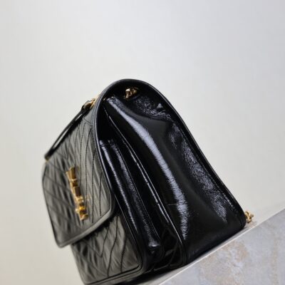 YSL 25S NIKI GM BAG 32 IN BLACK GLOSSY CALFSKIN GOLD HARDWARE