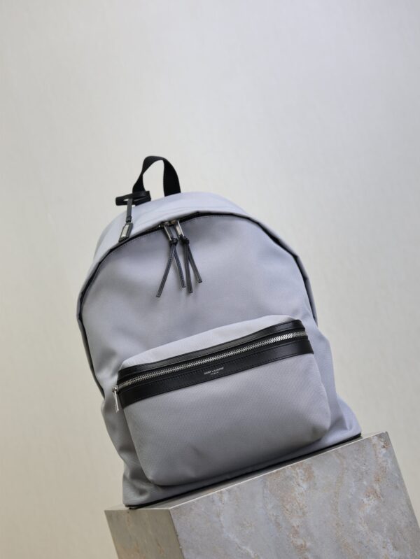YSL 25S CITY BACKPACK 38 IN SLATE GRAY CANVAS AND CALFSKIN